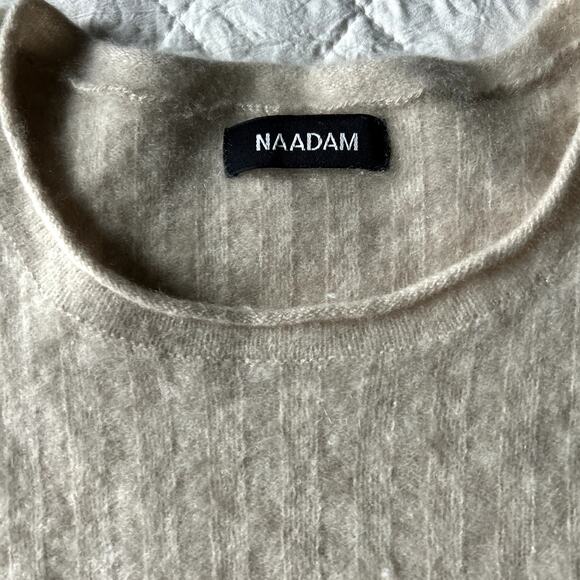 NAADAM Women's 100% Cashmere Ribbed Cream Sweater Womens Size M - Picture 2 of 4